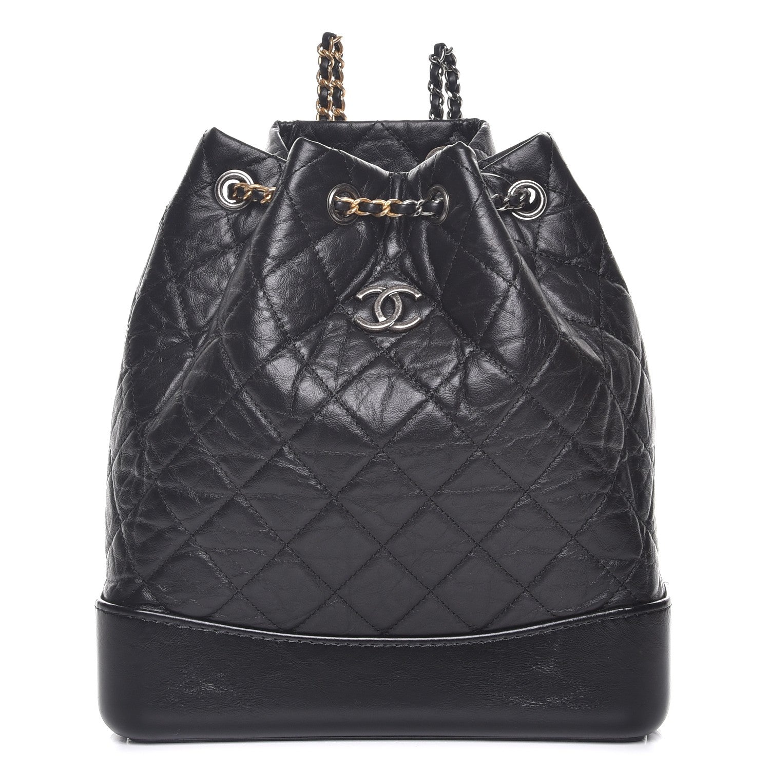 Chanel Aged Calfskin Quilted Gabrielle Backpack Black 1 of 8