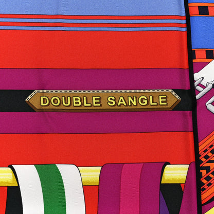 Hermes Silk Double Sangle Scarf 90 Rouge Bougainvillea 4 of 4