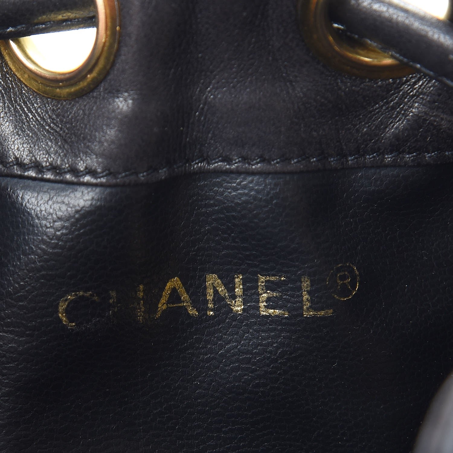 Chanel Satin CC Drawstring Bucket Bag Black 8 of 14
