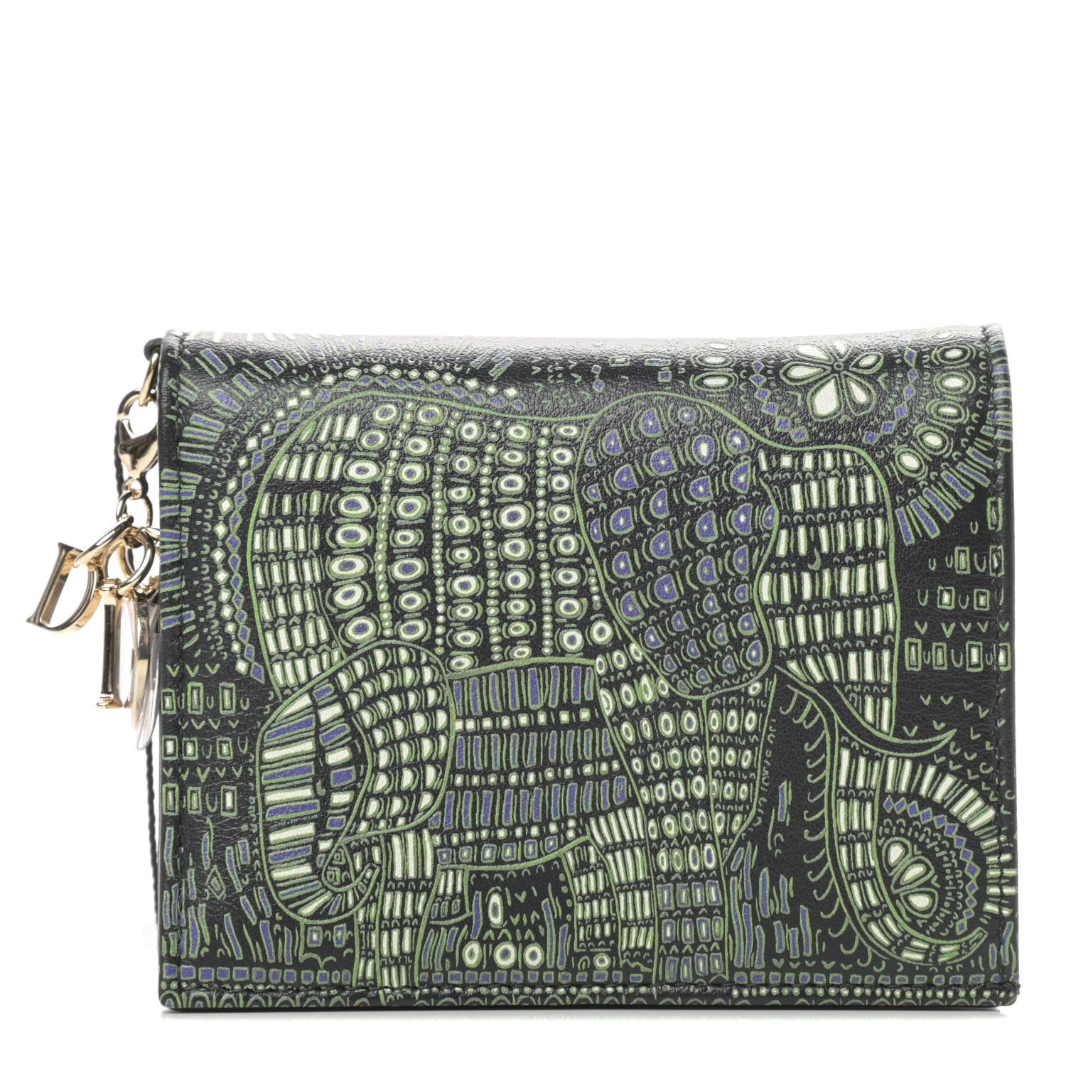 Christian Dior Printed Calfskin Animals Medium Wallet Green Multicolor 1 of 8