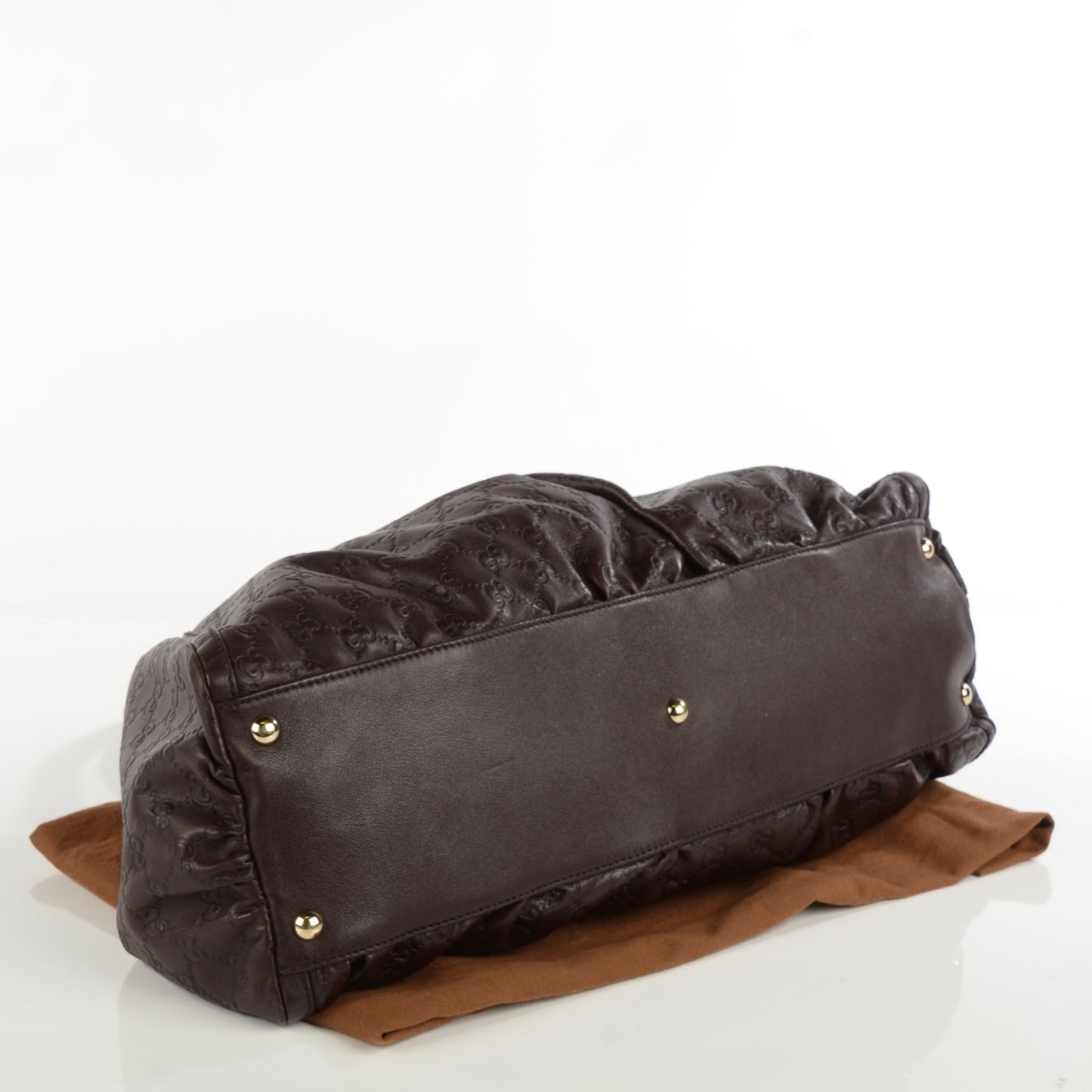Guccissima Large D Gold Shoulder Bag Chocolate