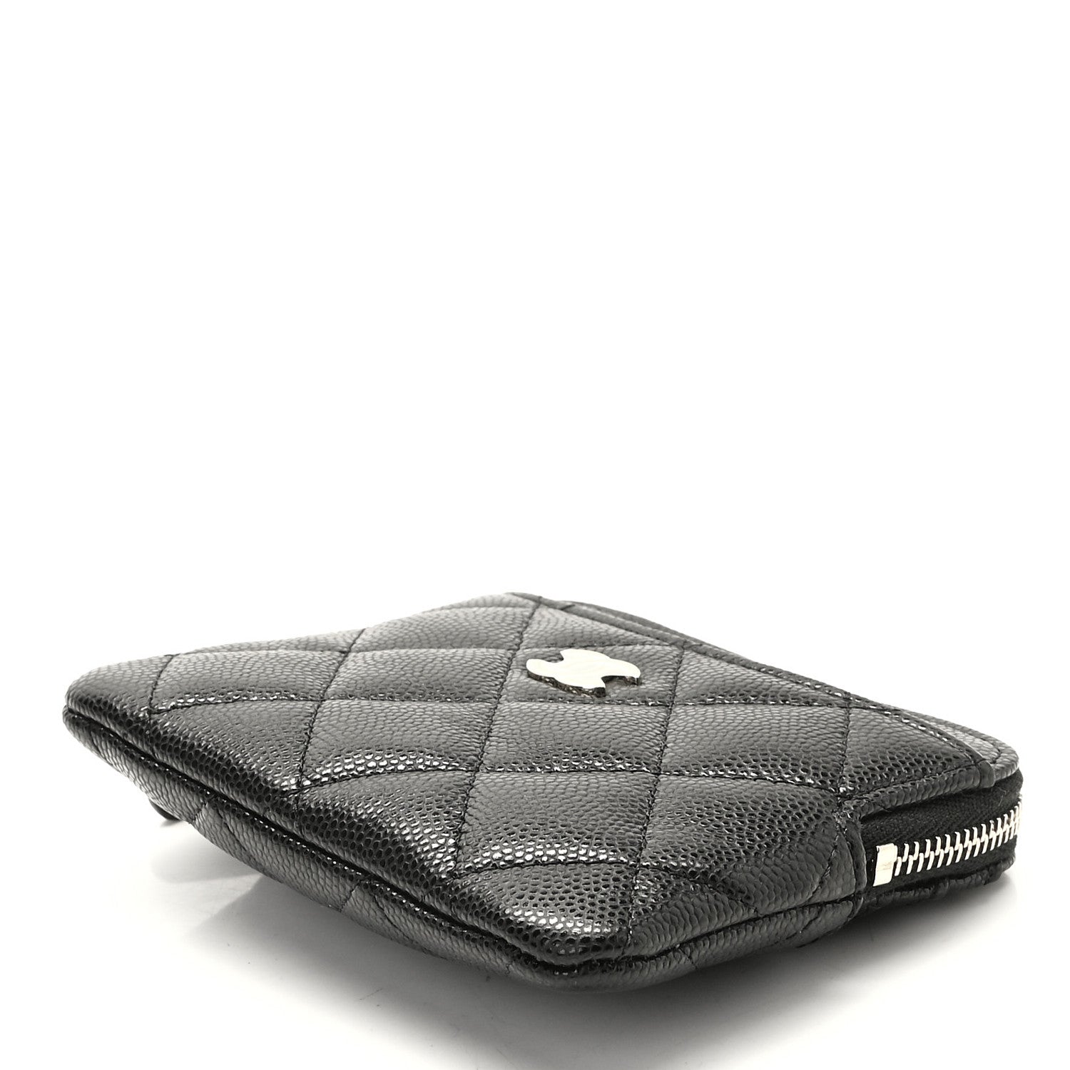 Chanel Caviar Quilted Zip Card Holder Wallet Black 6 of 9