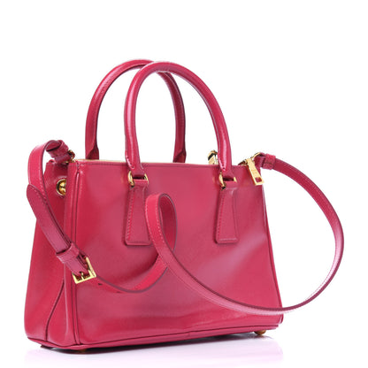 Prada Saffiano Vernice Mini Galleria Double Zip Tote Peonia 3 of 18