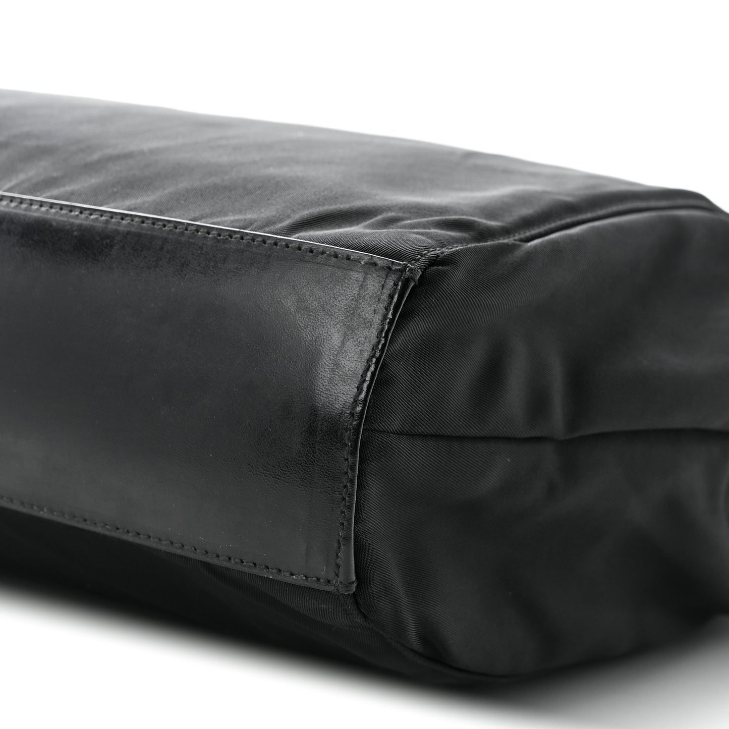 Tessuto Nylon Calfskin Shoulder Bag Black