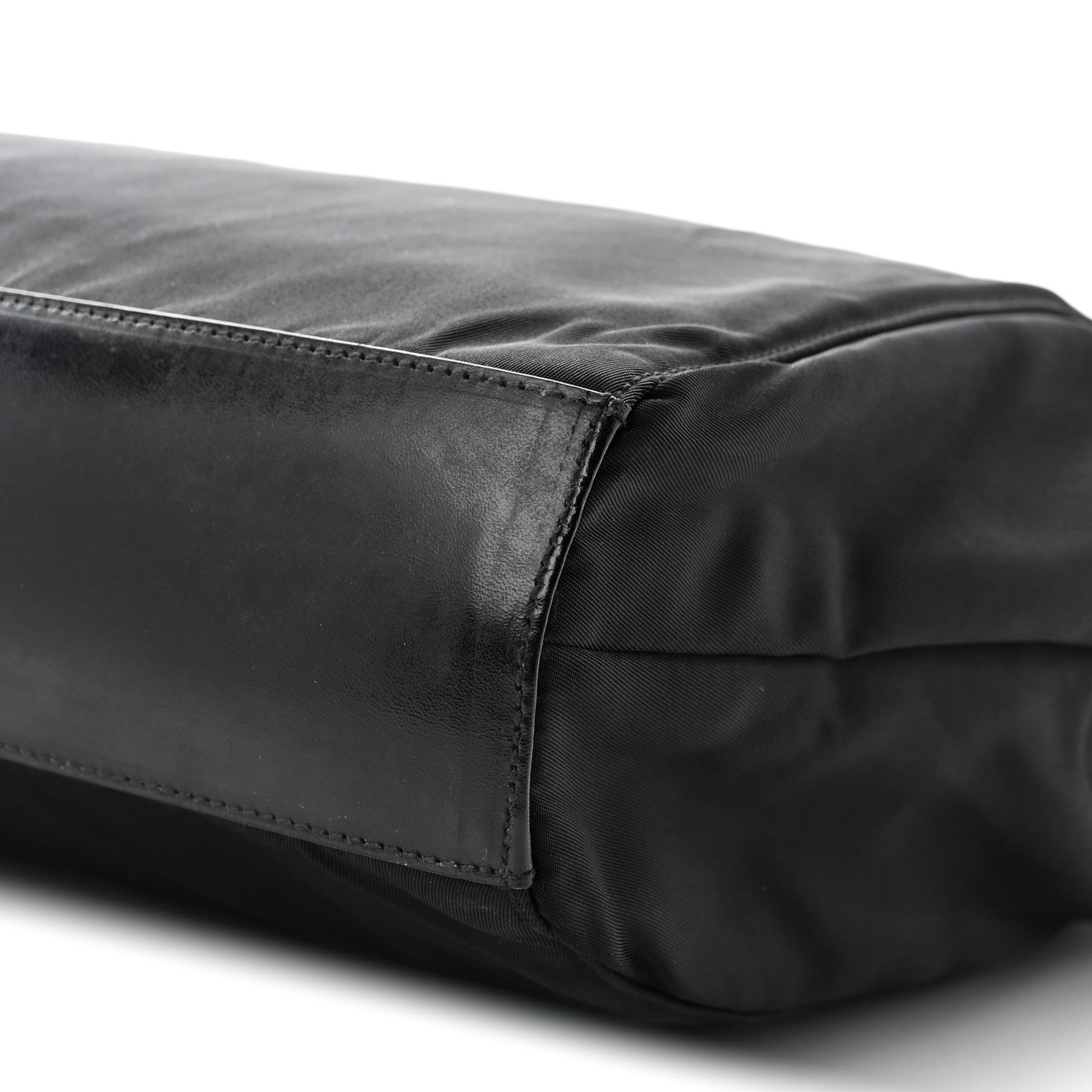 Prada Tessuto Nylon Calfskin Shoulder Bag Black 9 of 9