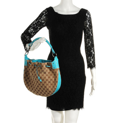 Gucci Monogram Drawstring Hobo Turquoise 2 of 7