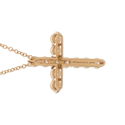 Tiffany 18K Rose Gold Diamond Cross Pendant Necklace 5 of 6