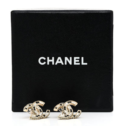 Chanel Baguette Crystal CC Earrings Gold Black 5 of 5