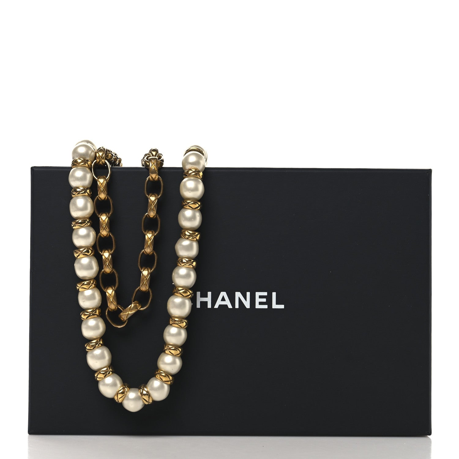 Chanel Pearl Chain Choker Necklace Gold 9 of 9