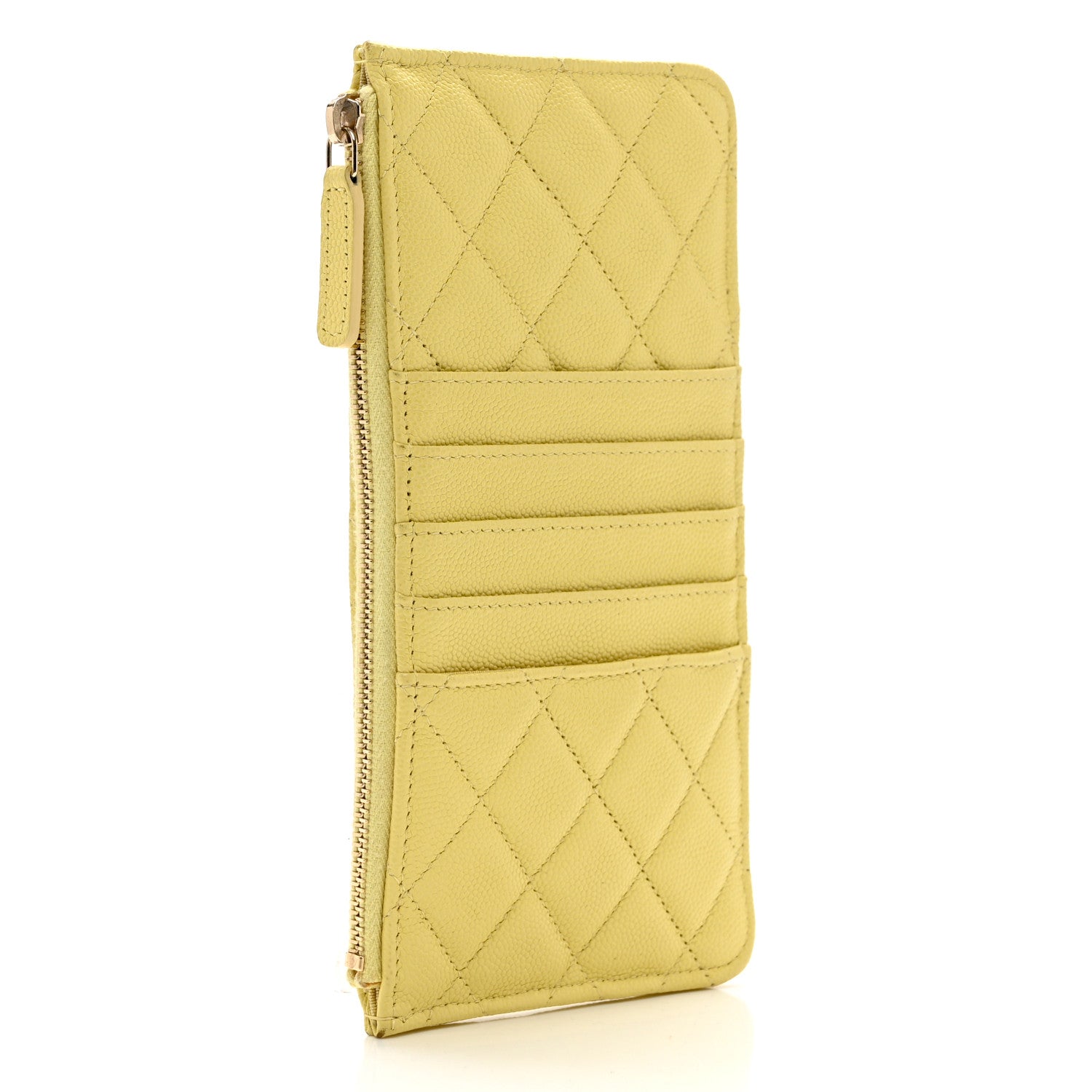 Chanel Caviar Quilted Classic Flat Wallet Pouch Yellow 4 of 7