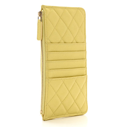 Chanel Caviar Quilted Classic Flat Wallet Pouch Yellow 4 of 7