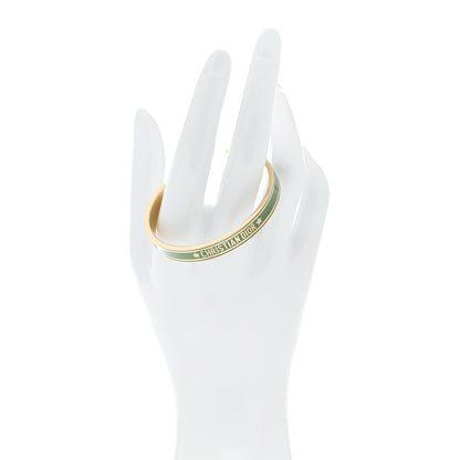 Christian Dior Metal Enamel Code Bangle Bracelet Light Green Gold 2 of 4