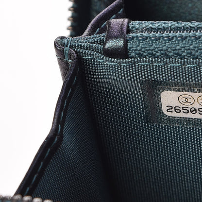 Chanel Iridescent Caviar Quilted Medium Filigree Zip Around Wallet Dark Turquoise 8 of 9