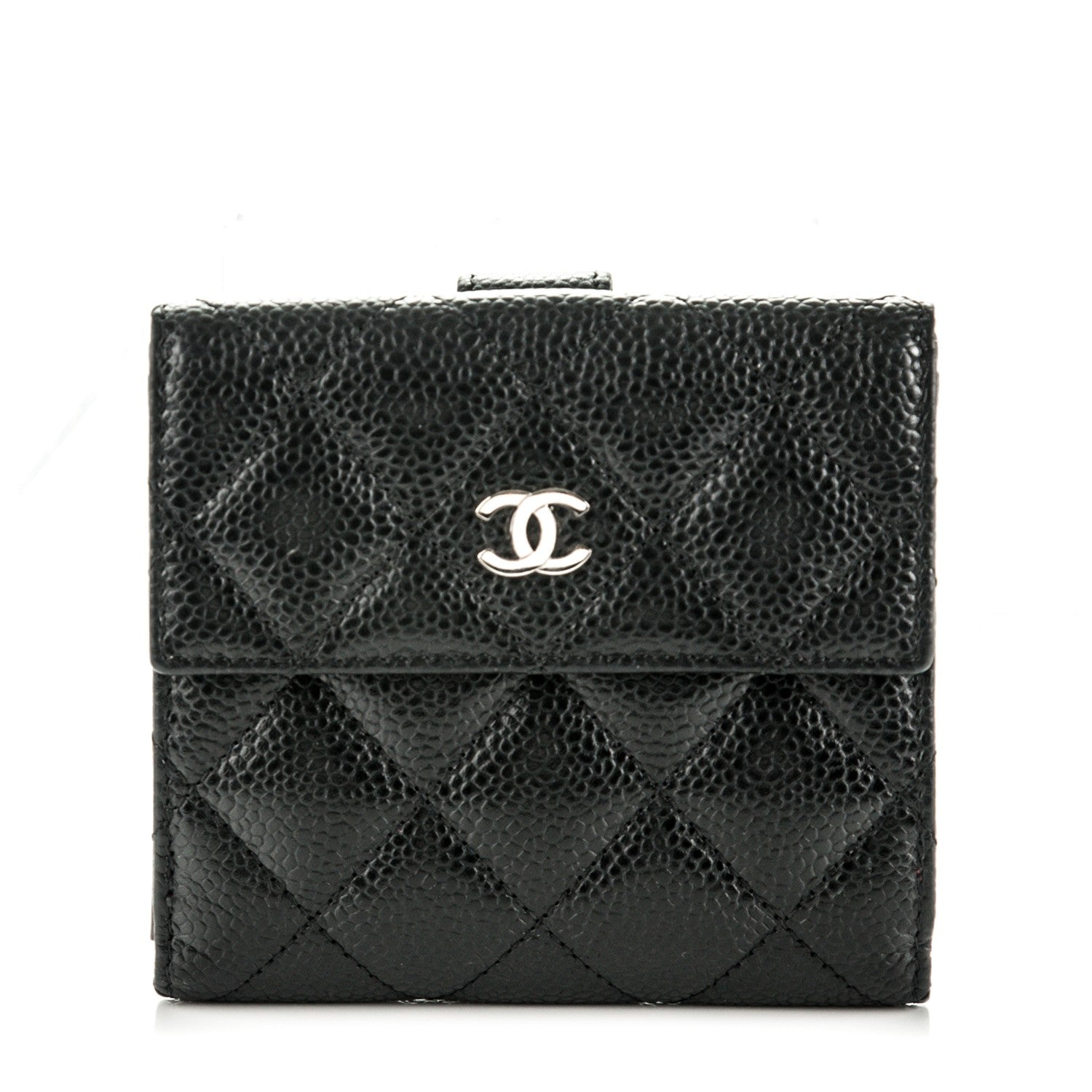 Chanel Caviar Quilted Compact French Flap Wallet Black 1 of 8