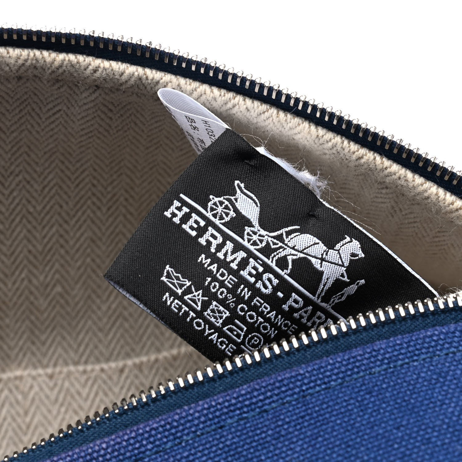 Hermes Canvas Large Bride-A-Brac Pouch Marine 4 of 5