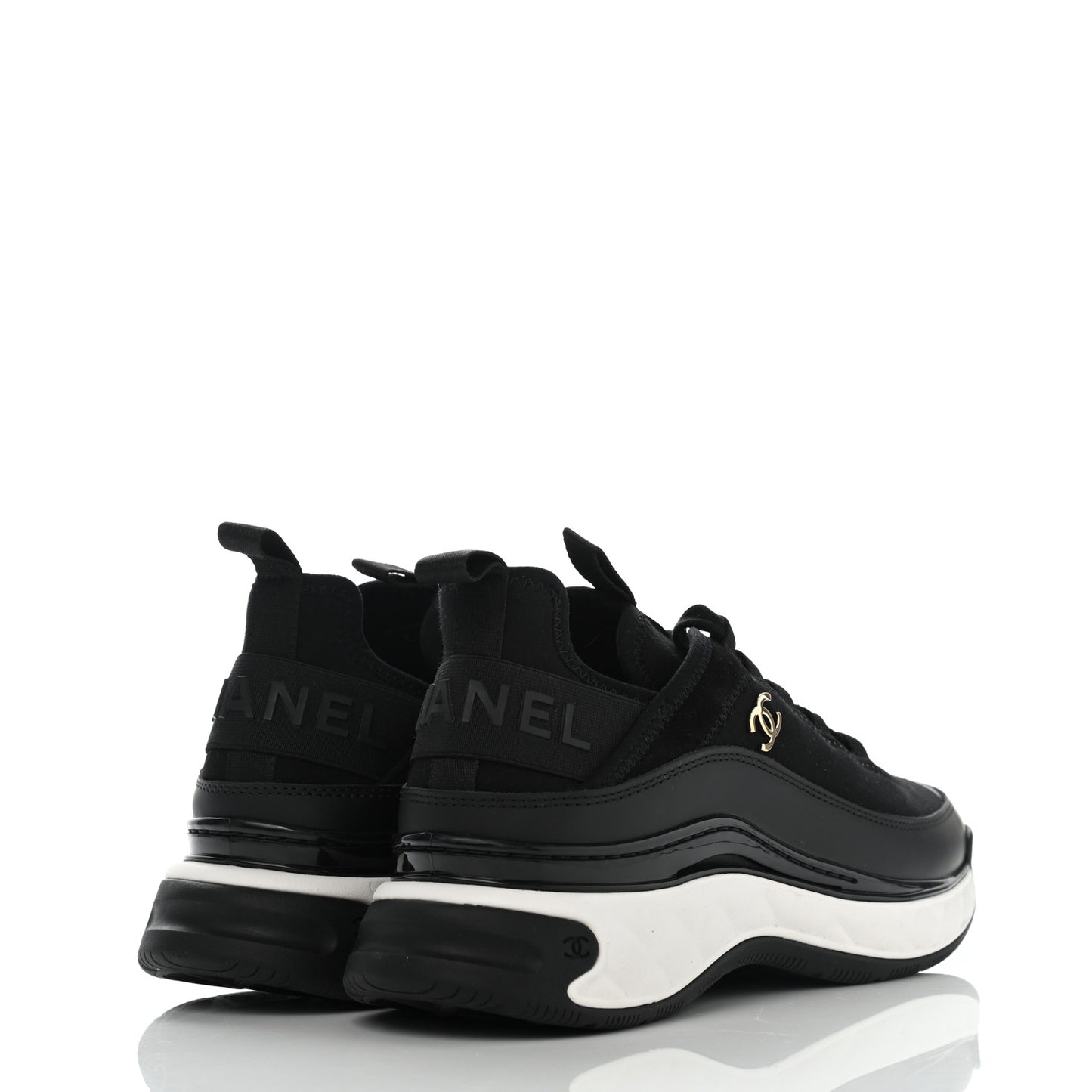 Velvet Calfskin Mixed Fibers CC Sneakers 38 Black