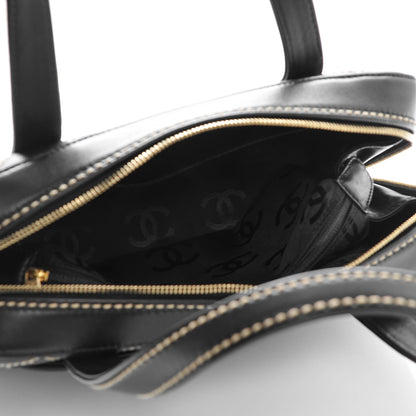 Chanel Calfskin Contrast Stitch Surpique Bowler Black 6 of 9