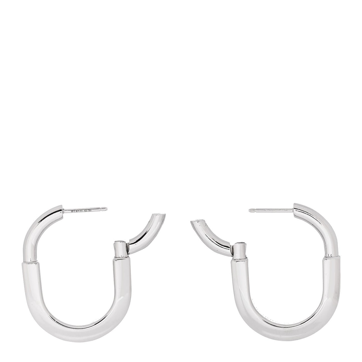 18K White Gold Medium Lock Earrings