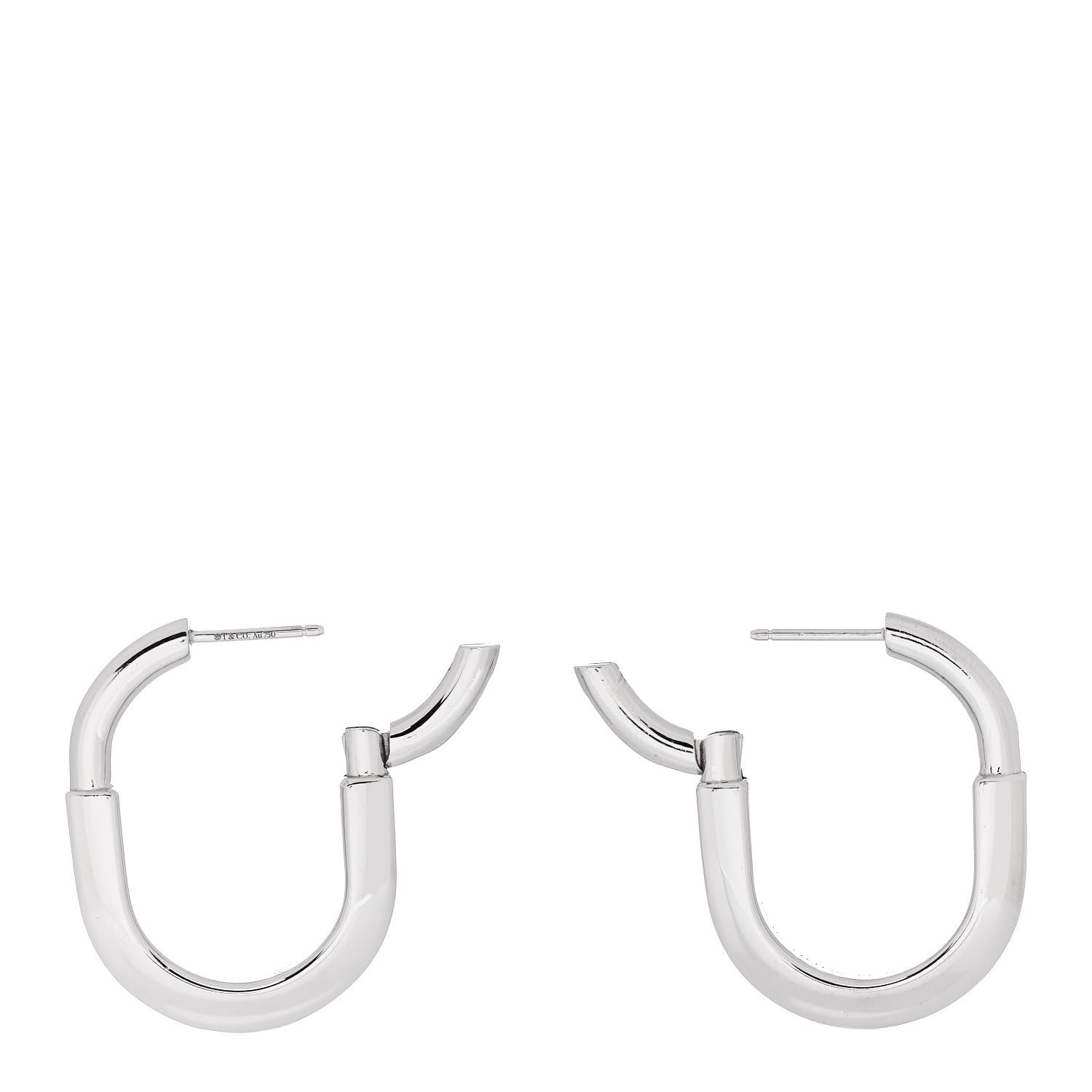 Tiffany 18K White Gold Medium Lock Earrings 3 of 4