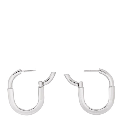 Tiffany 18K White Gold Medium Lock Earrings 3 of 4