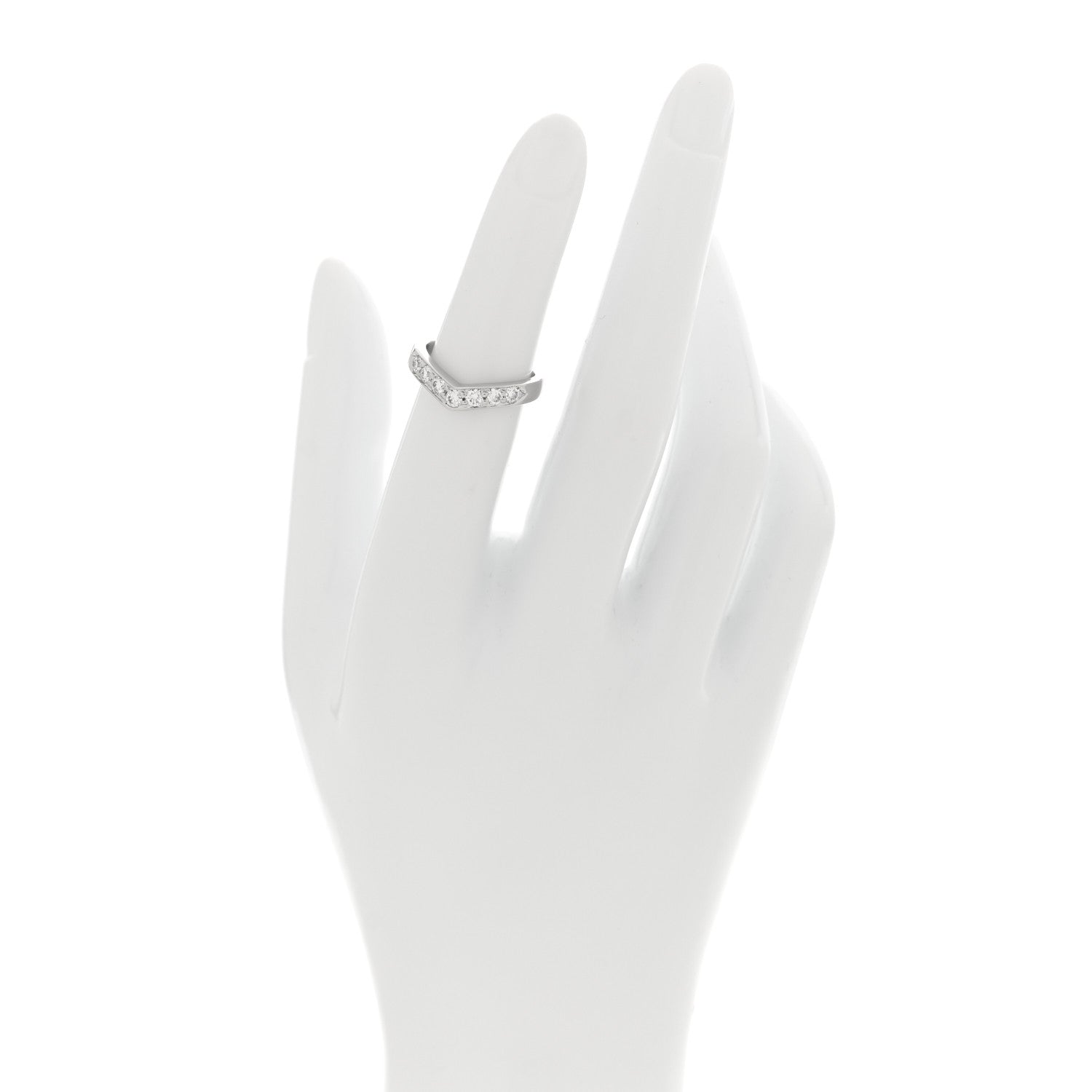 Tiffany Platinum Diamond V Band Ring  48 4.5 2 of 4