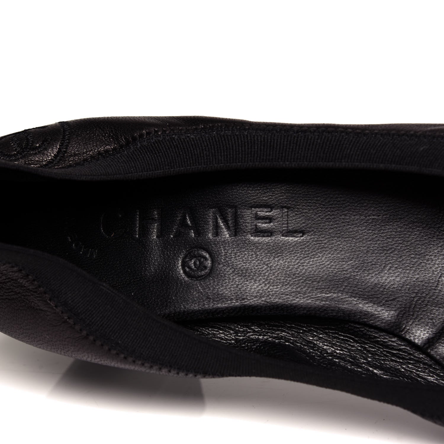 Chanel Lambskin Patent CC Elastic Stretch Pumps 38 Black 8 of 10