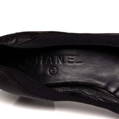 Chanel Lambskin Patent CC Elastic Stretch Pumps 38 Black 8 of 10