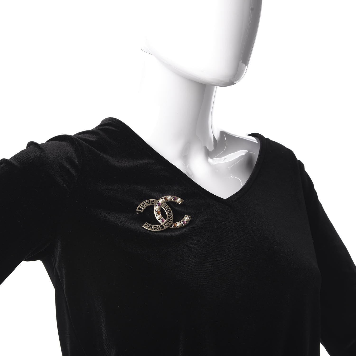 Chanel Crystal Pearl Glass CC Logo Brooch Gold Pink Orange 2 of 5