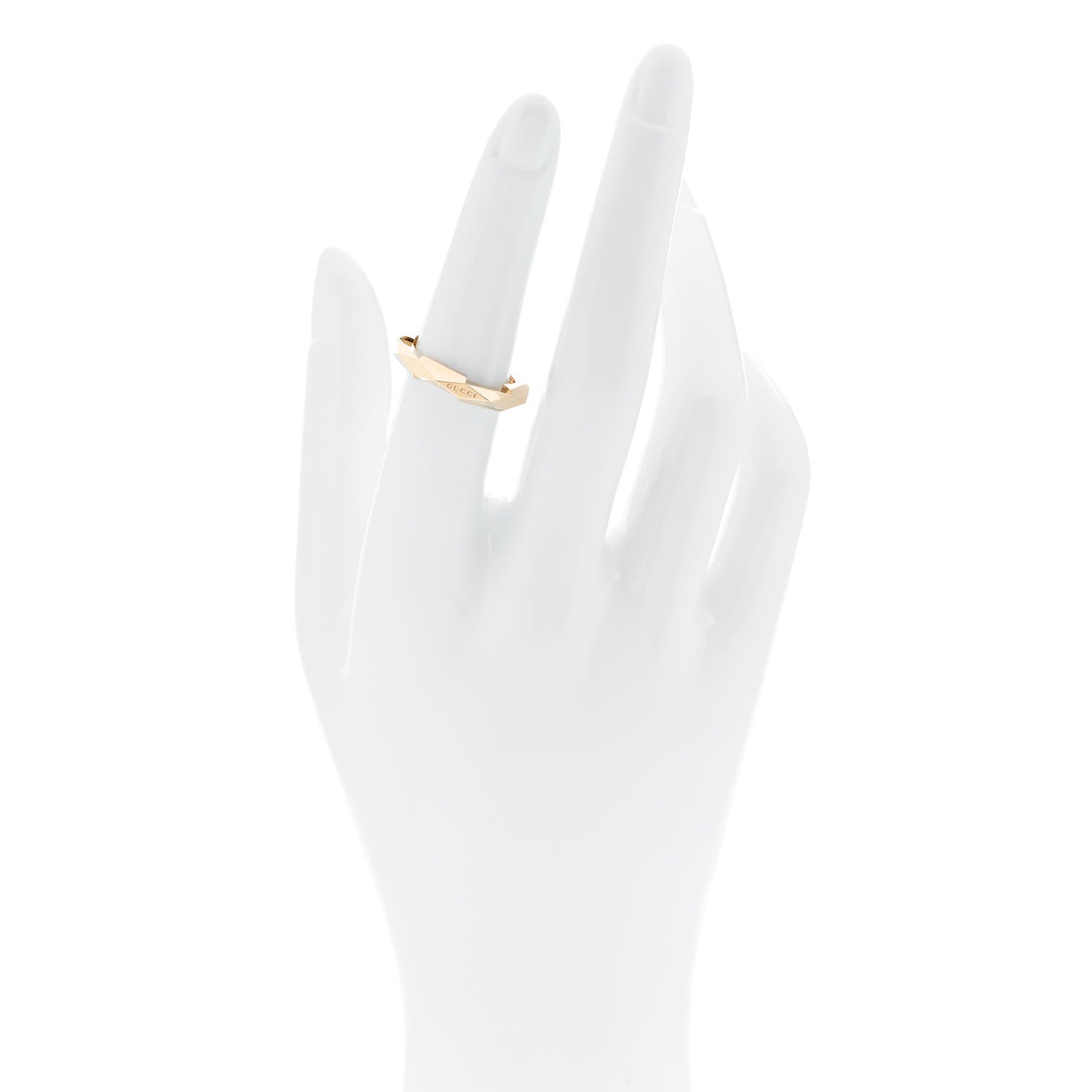 Gucci 18K Yellow Gold 4mm Link To Love Studded Ring 53 6.25 2 of 6