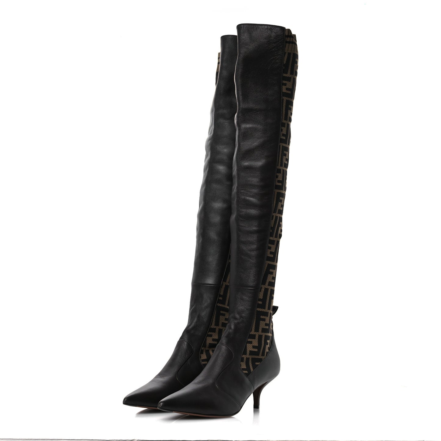Nappa Microfiber Fabric FF Rockoko Thigh High Boots 40 Ebano Tobacco Black