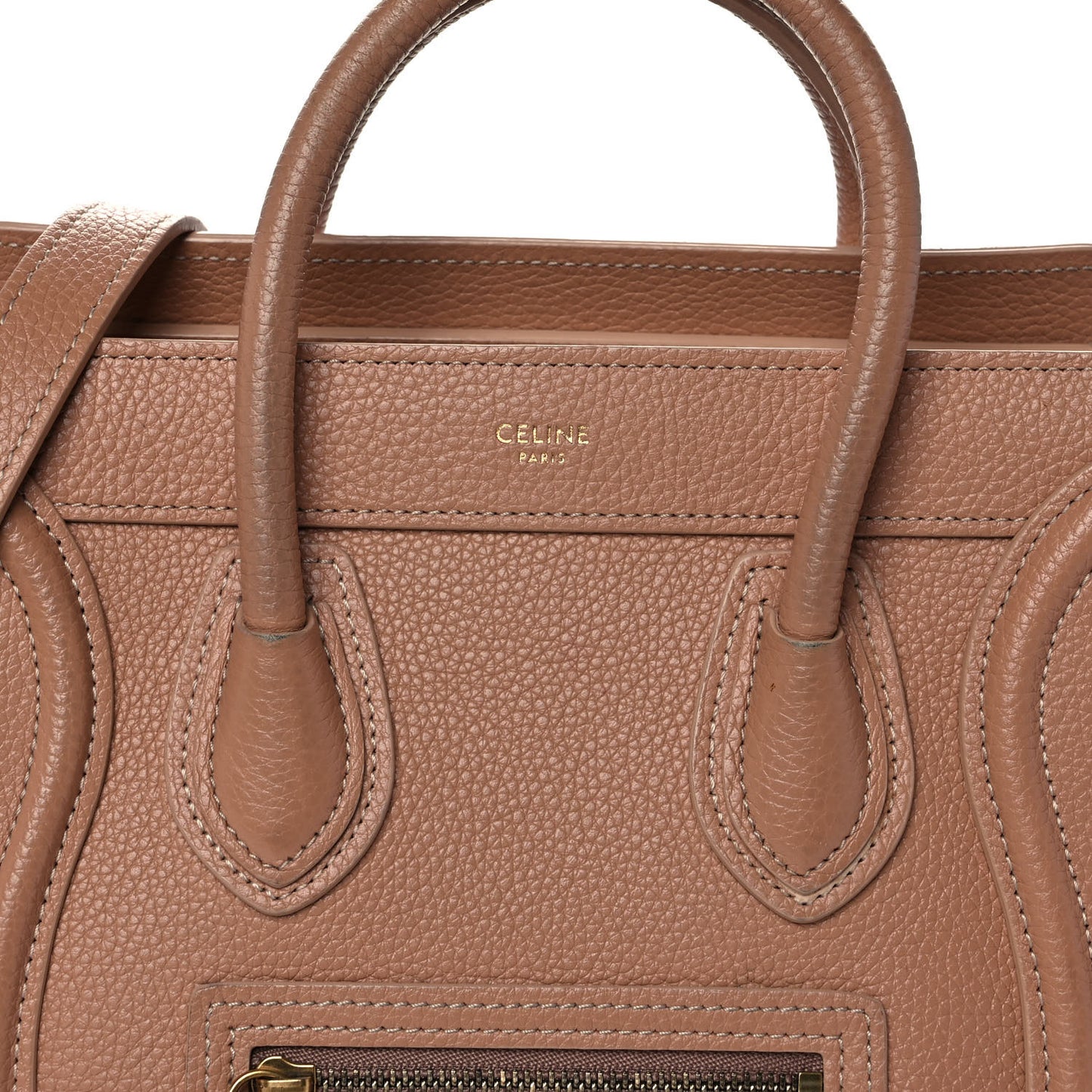 Drummed Calfskin Nano Luggage Camel