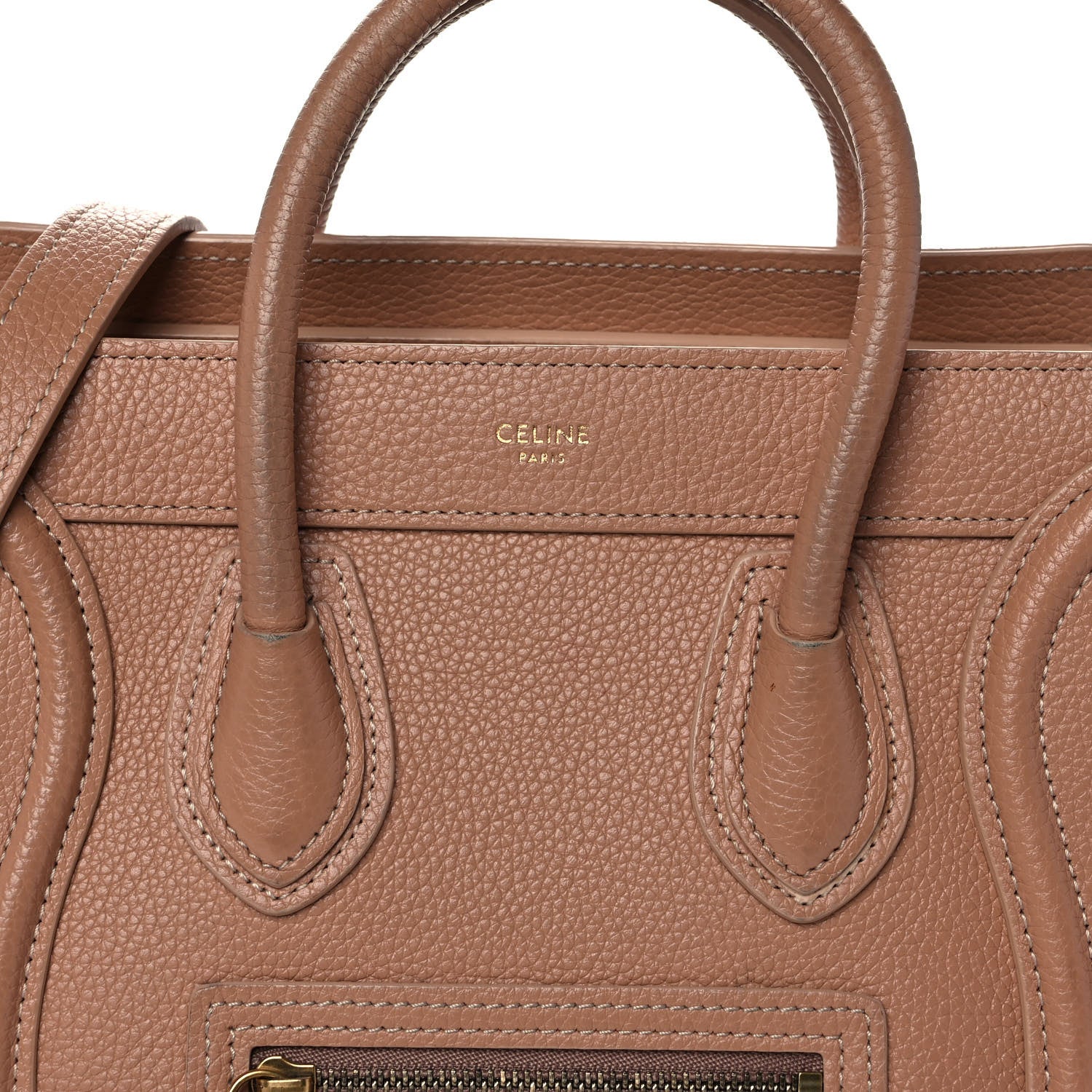 Celine Drummed Calfskin Nano Luggage Camel 10 of 12