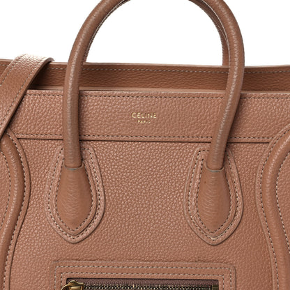 Celine Drummed Calfskin Nano Luggage Camel 10 of 12