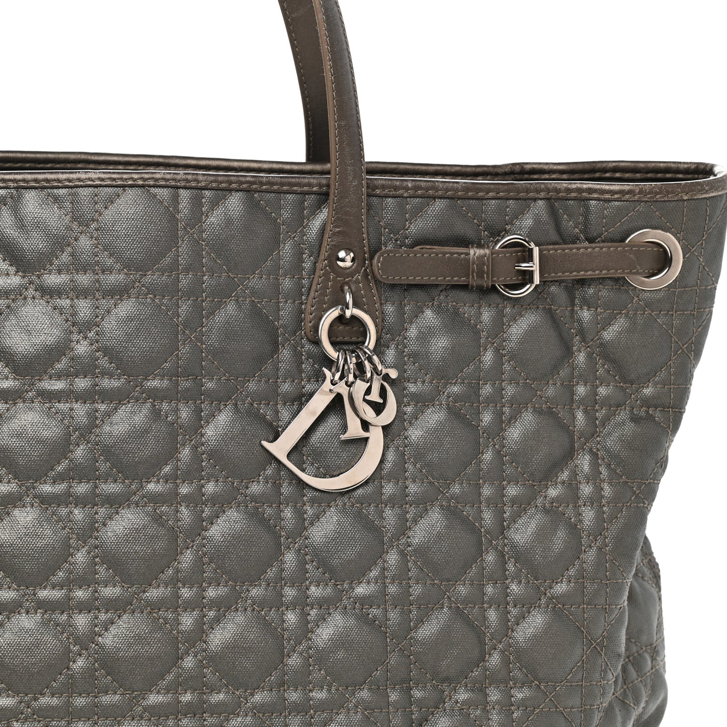 Coated Canvas Cannage Large Panarea Tote Grey