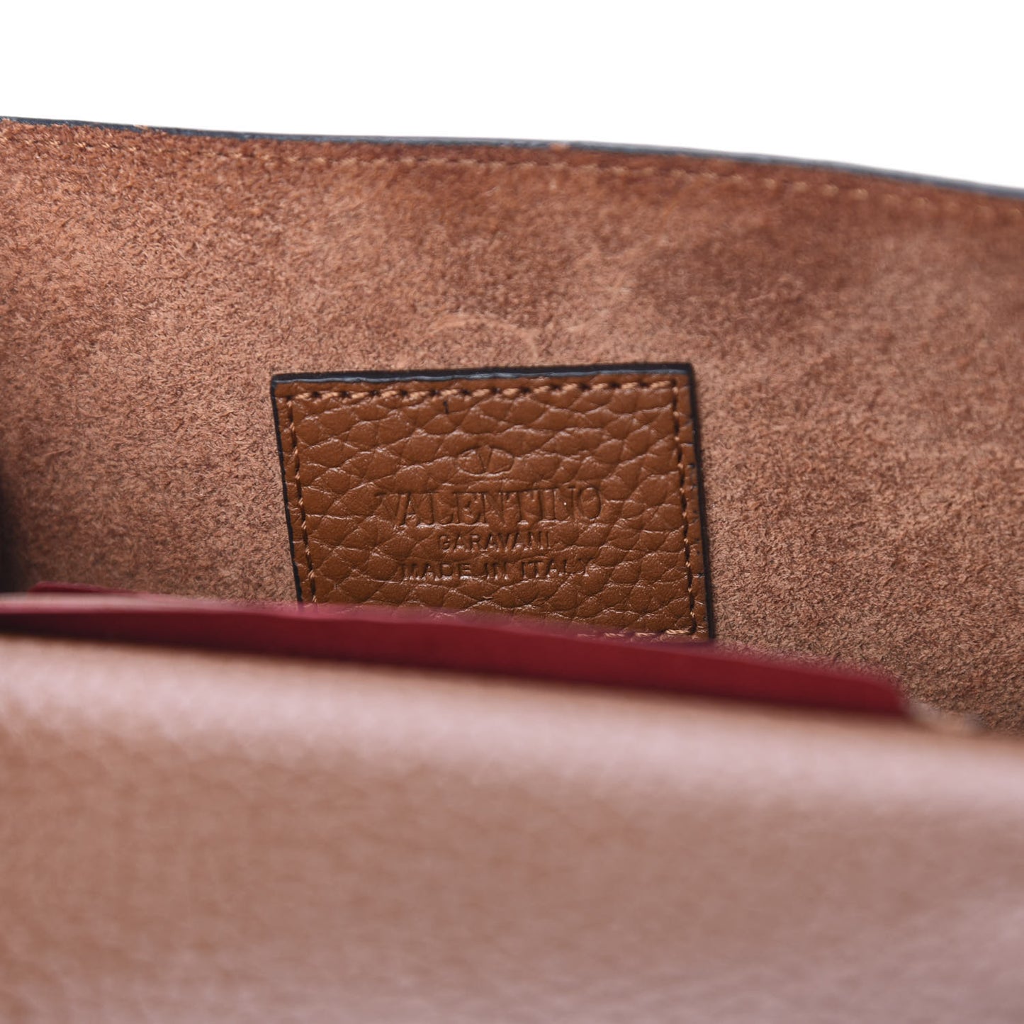 Pebbled Calfskin Rockstud Envelope Wallet on Chain Bright Cognac