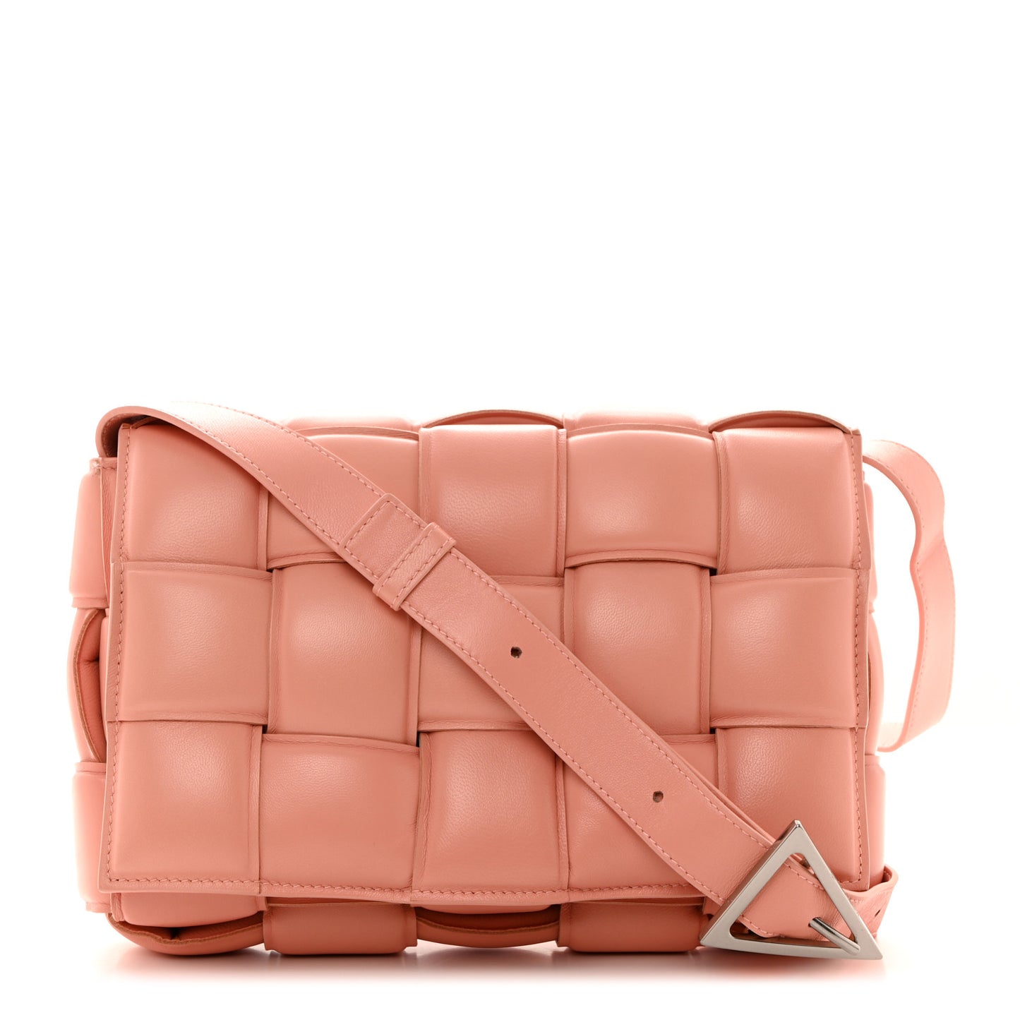 Nappa Maxi Intreccio Padded Cassette Crossbody Bag Peachy