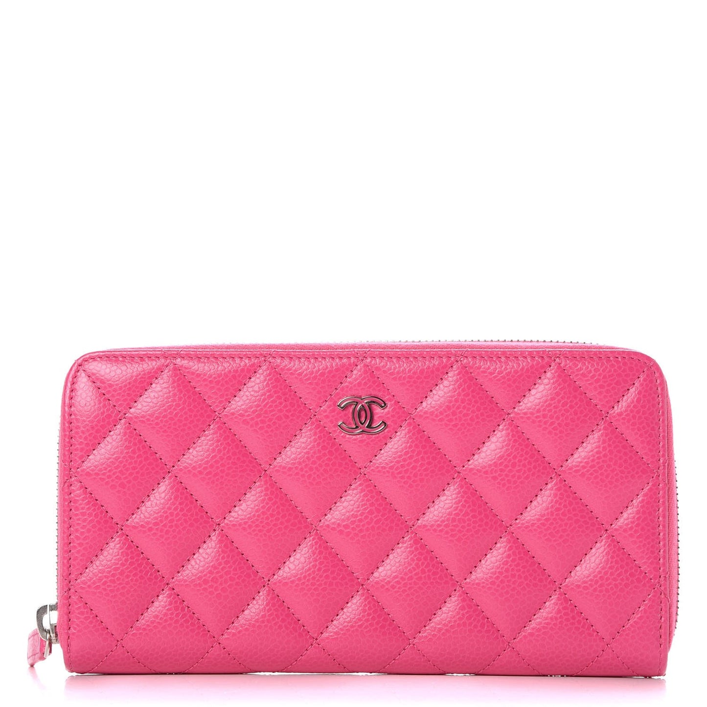 Caviar Quilted Large Gusset Zip Around Wallet Pink