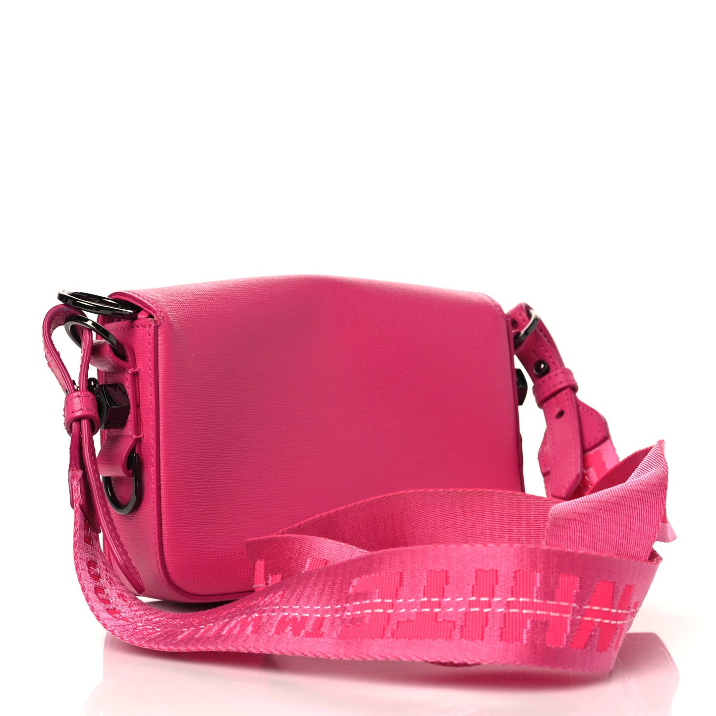 Saffiano Striped Mini Diag Binder Clip Bag Pink White