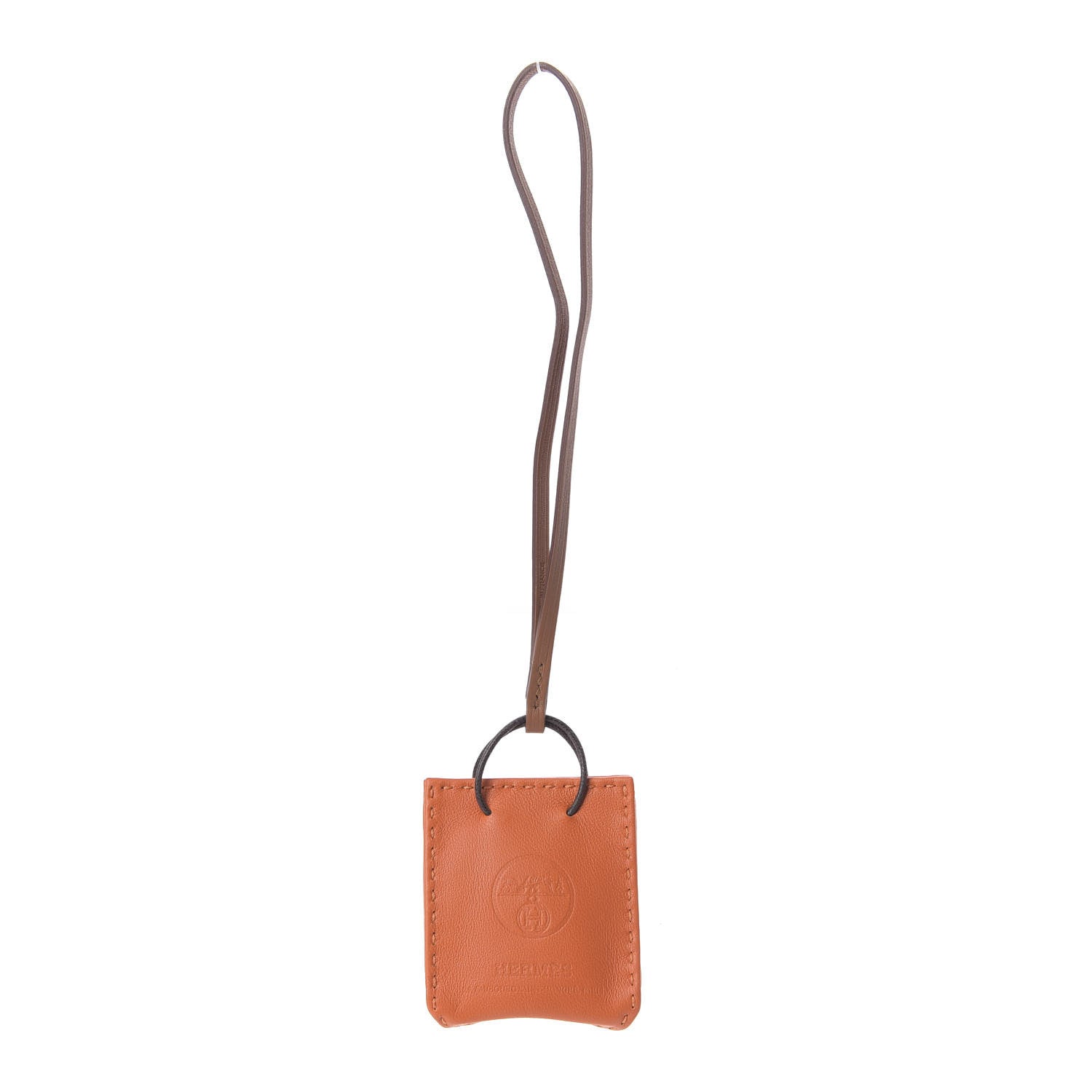 Hermes Milo Lambskin Swift Shopping Bag Charm Feu Gold 1 of 5