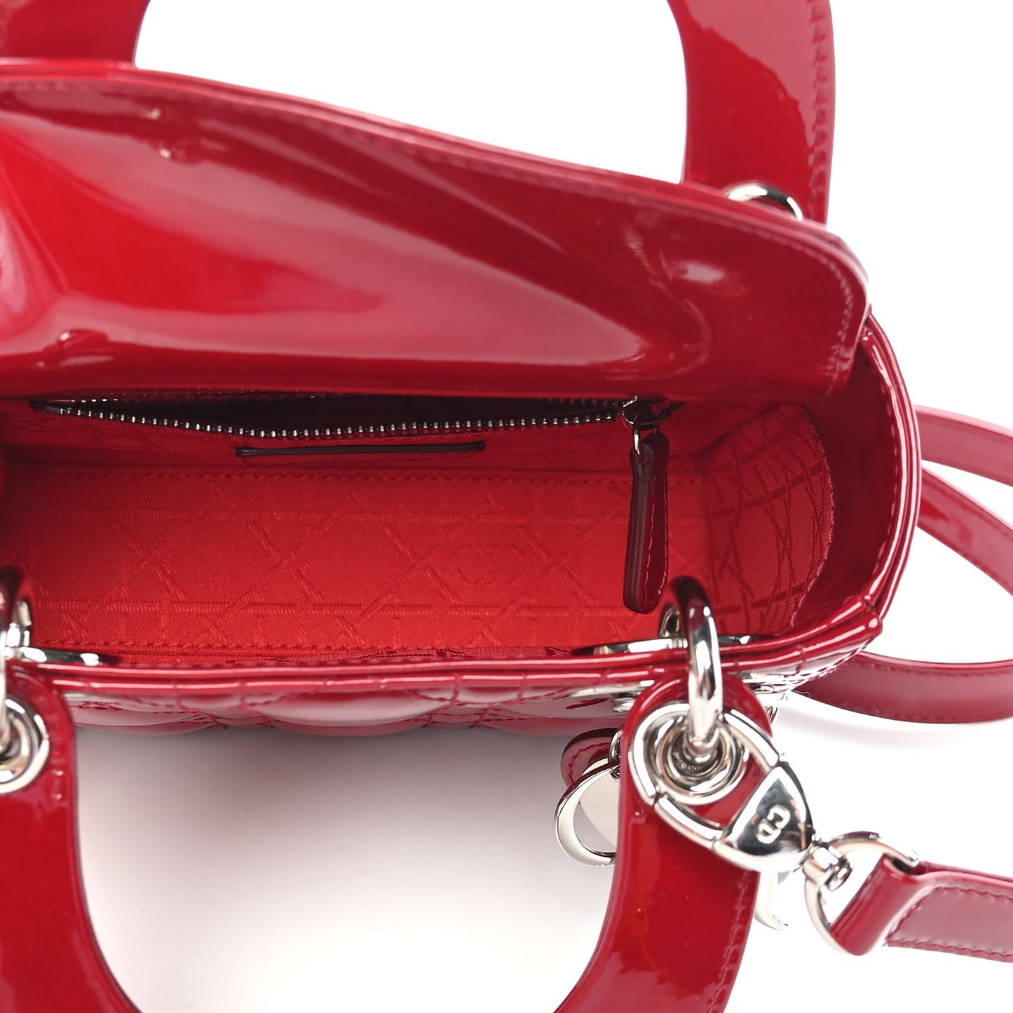 Patent Cannage Mini Lady Dior Red