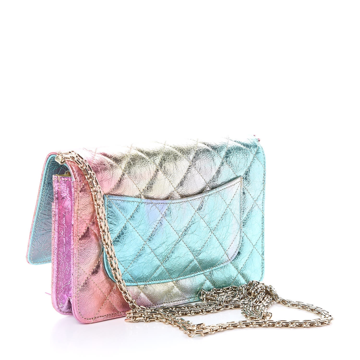 Chanel Metallic Goatskin Quilted 2.55 Reissue Wallet on Chain WOC Multicolor 2 of 9