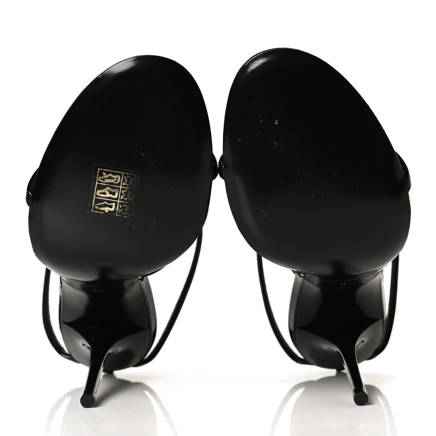 Saint Laurent Patent Cassandra 100 Ankle Strap Sandals 38 Black 7 of 11