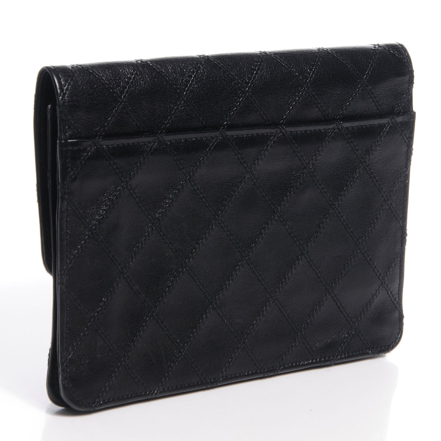 Chanel Leather Diamond Stitch Compact Wallet Black 4 of 8