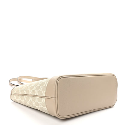 Gucci GG Supreme Monogram Textured Dollar Calfskin Small Ophidia Shoulder Tote Bag Beige Mystic White Oatmeal 4 of 10