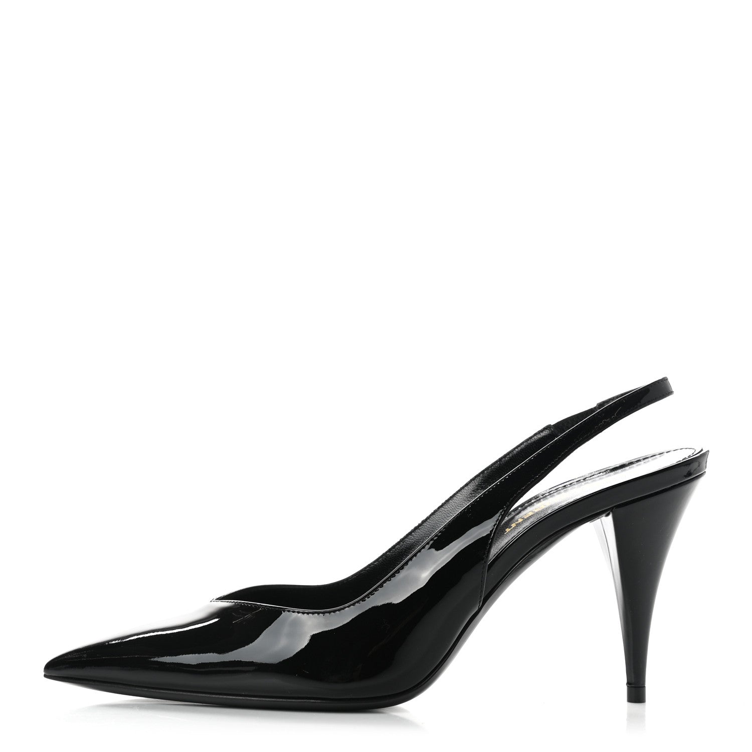Saint Laurent Patent Calfskin Slingback Pumps 37 Black 1 of 8