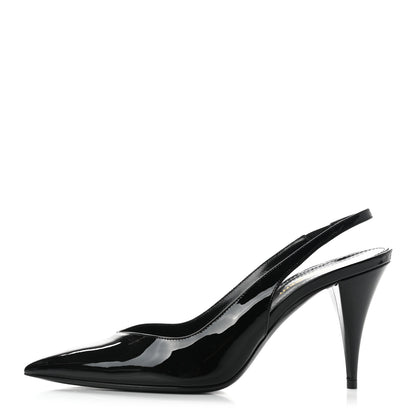 Saint Laurent Patent Calfskin Slingback Pumps 37 Black 1 of 8