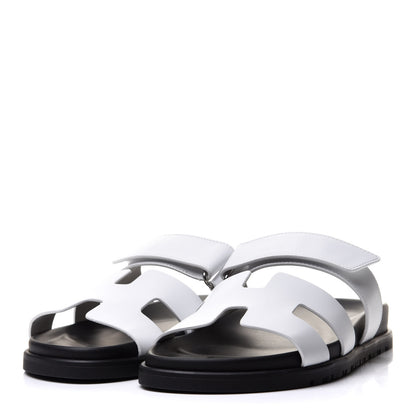 Hermes Calfskin Womens Chypre Sandals 38 White 3 of 11