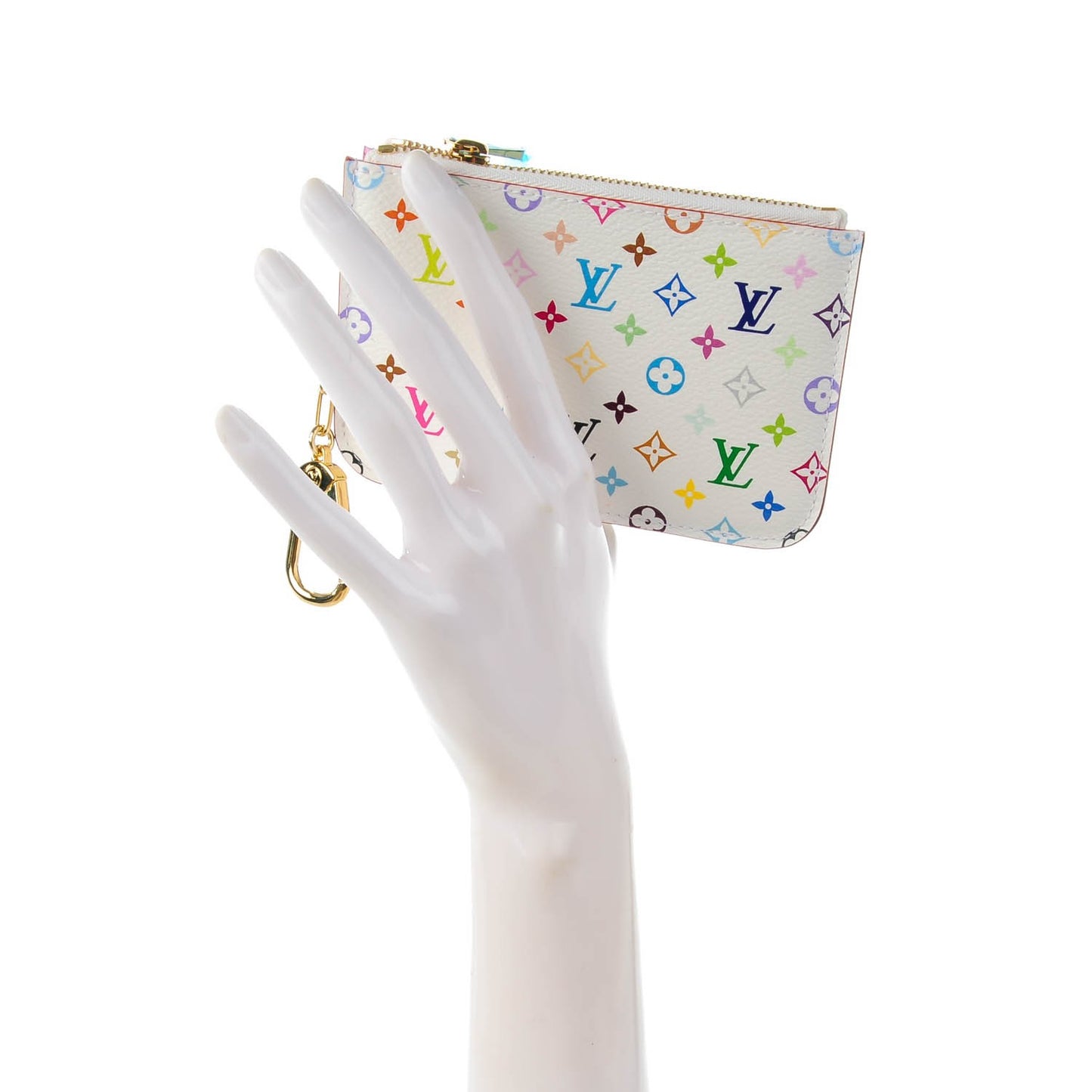 Monogram Multicolor Key Pouch White Litchi
