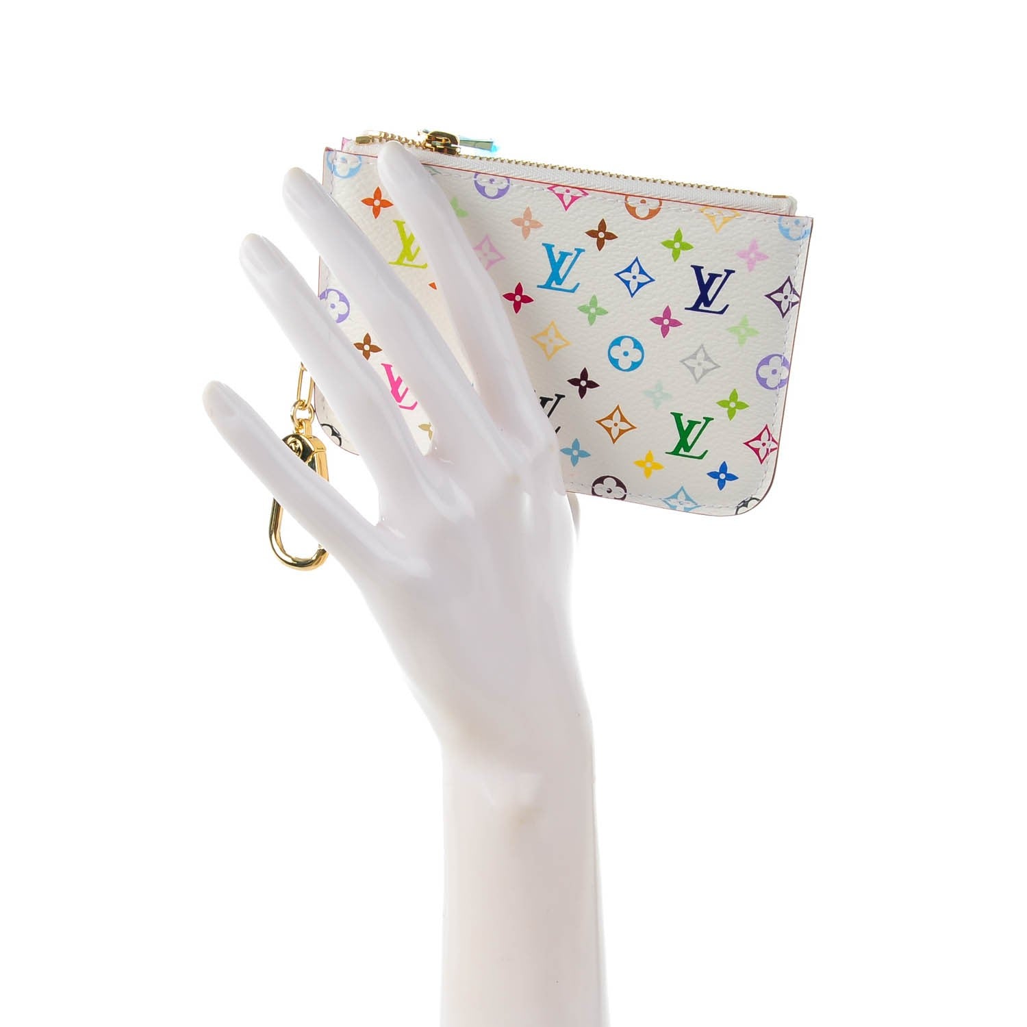 Louis Vuitton Monogram Multicolor Key Pouch White Litchi 2 of 7