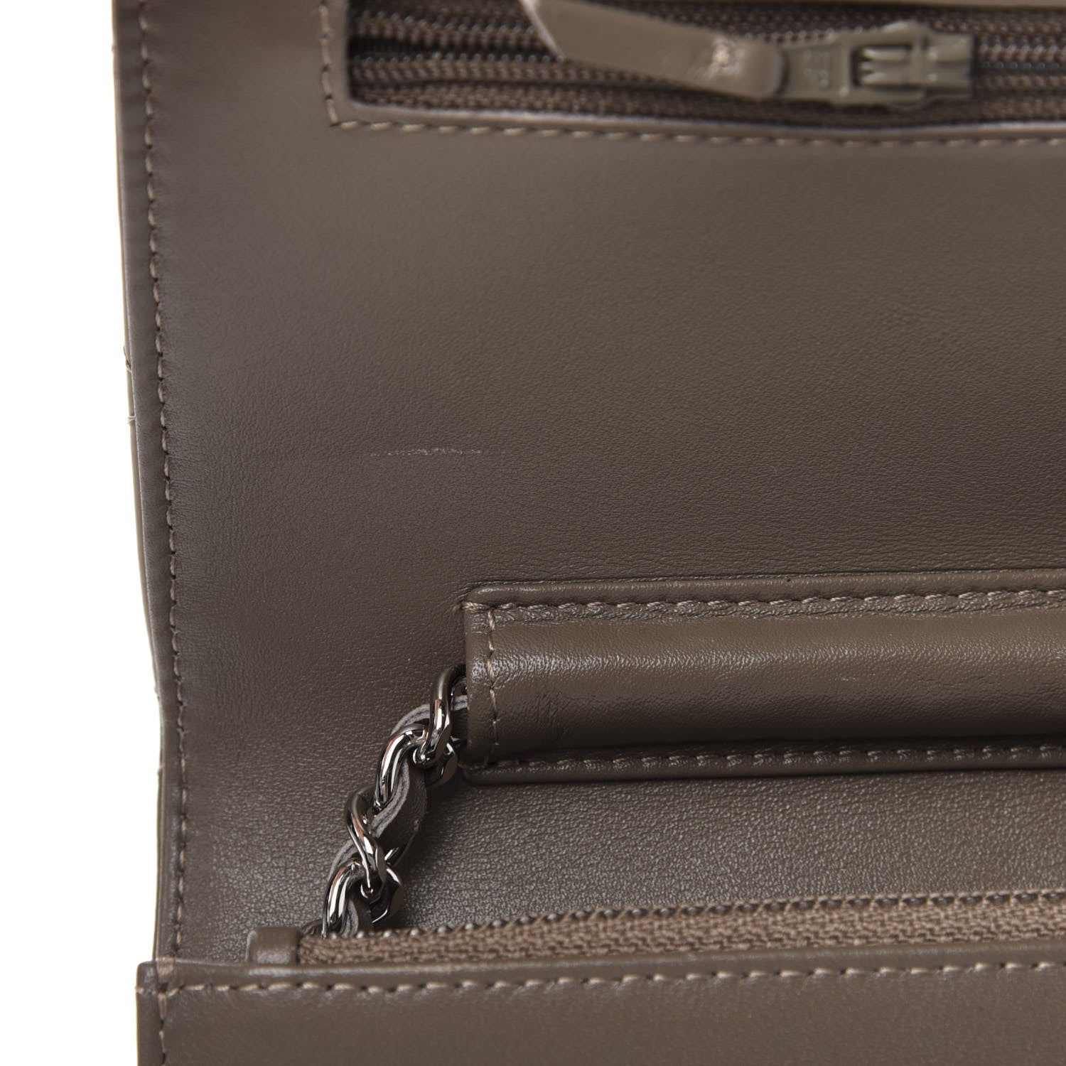 Chanel Patent Quilted Wallet On Chain WOC Brown 11 of 13